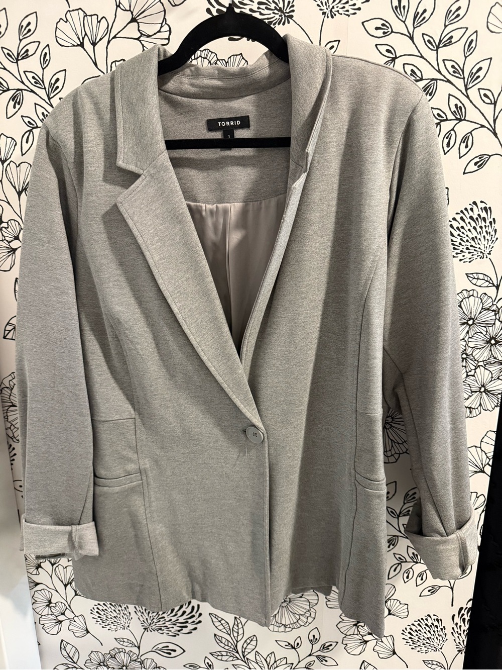 torrid Light Gray Knit Single-Button Blazer
